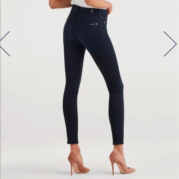 7 for all mankind b(air) denim high waist skinny jean in blue black river thames - Picture 6 of 7